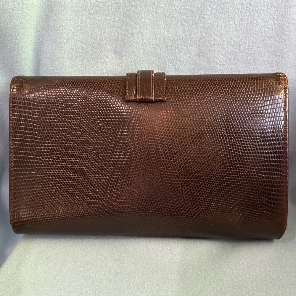 Rare Vintage Gucci Lizard Clutch in Dark Brown - Picture 2 of 13